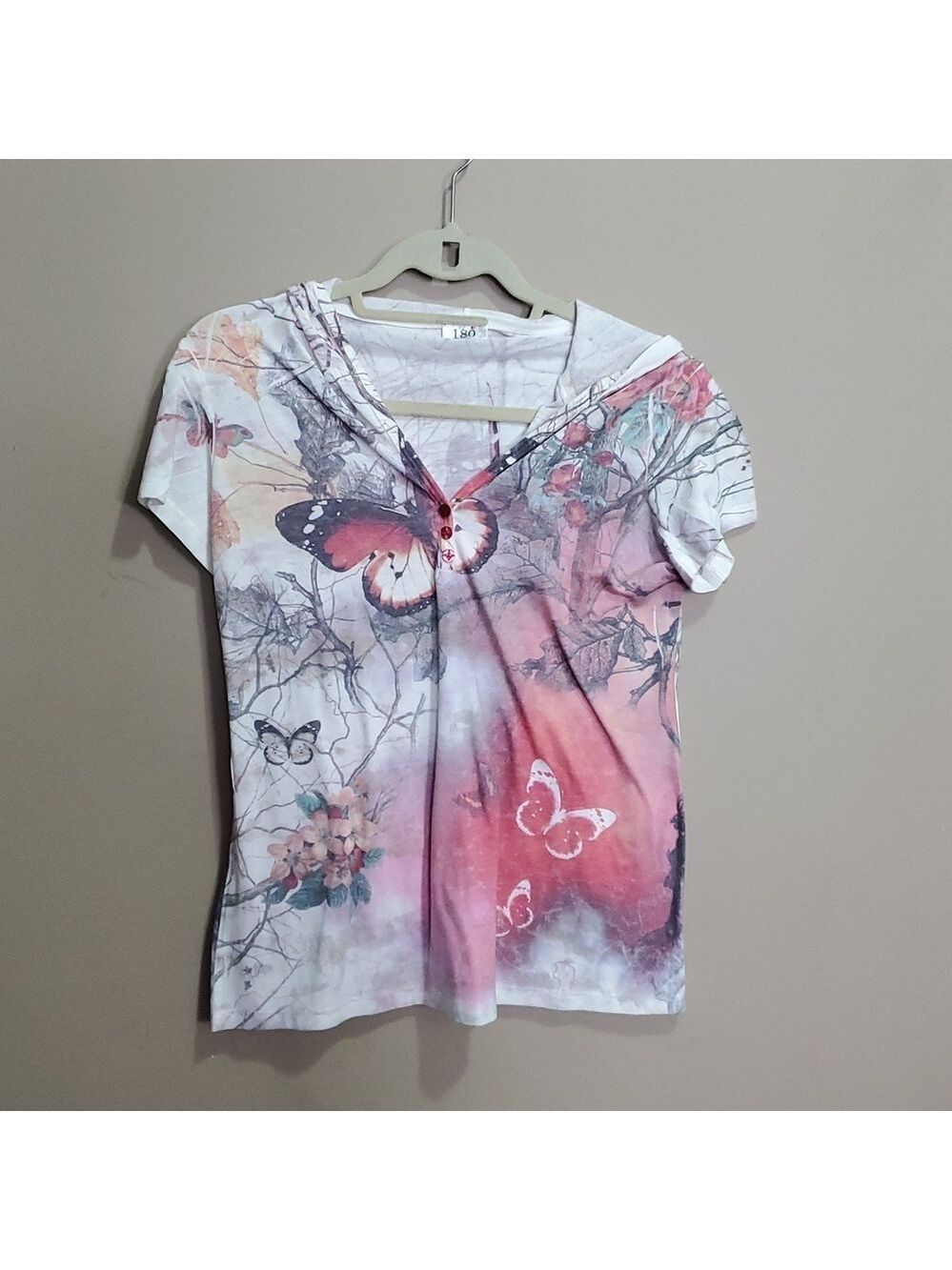 Butterfly Print Hooded T-Shirt